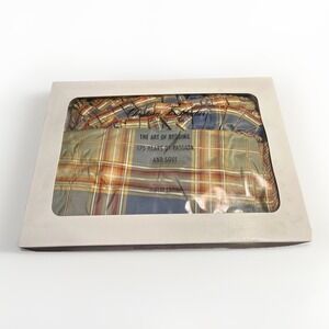 Christian Fischbacher King Bedskirt Satin Gartered 21" Drop Luxury Plaid NOS